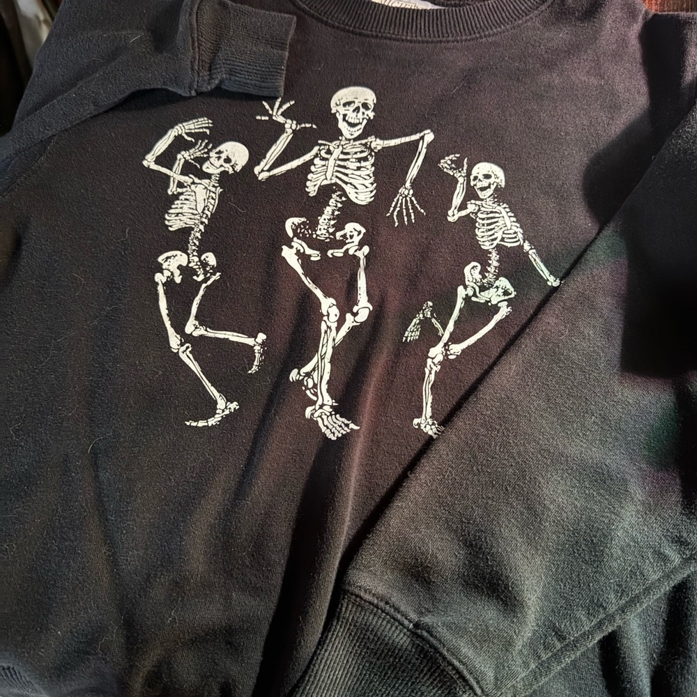 Mighty Fine Charcoal Sweatshirt with Skeleton Design